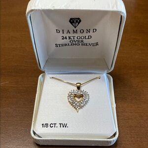 Diamond Heart Pendant Necklace in Gold and Silver